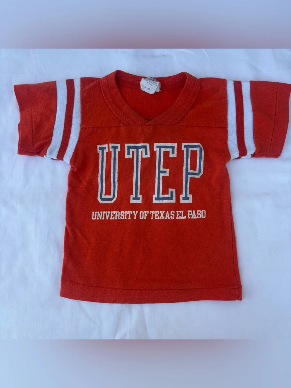 80s Vintage Kids University of Texas El Paso UTEP Tshirt Orange White 18 Months